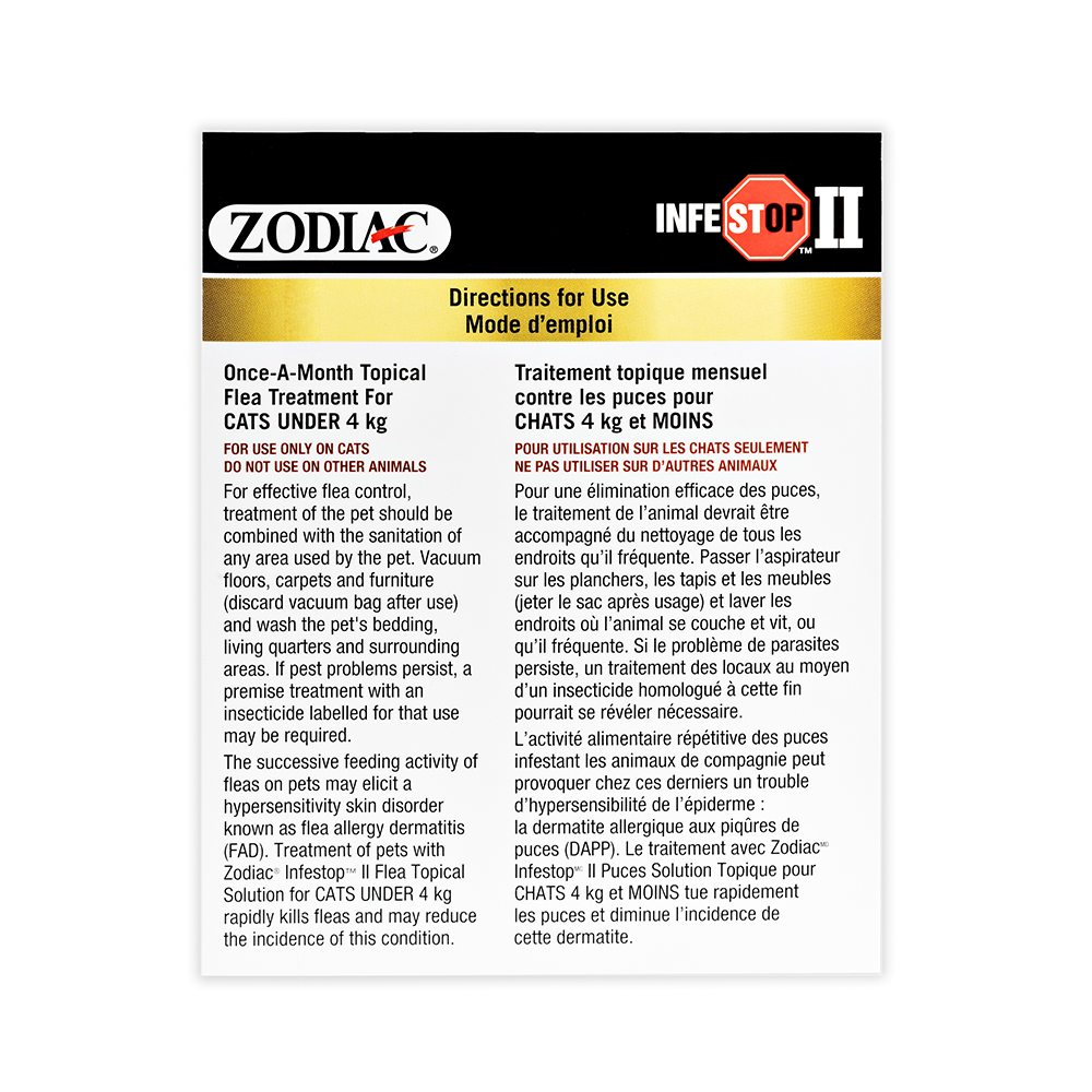 Zodiac Infestop II Flea Topical Solution for Cats Under 4kg _Flap L NO BG Medium