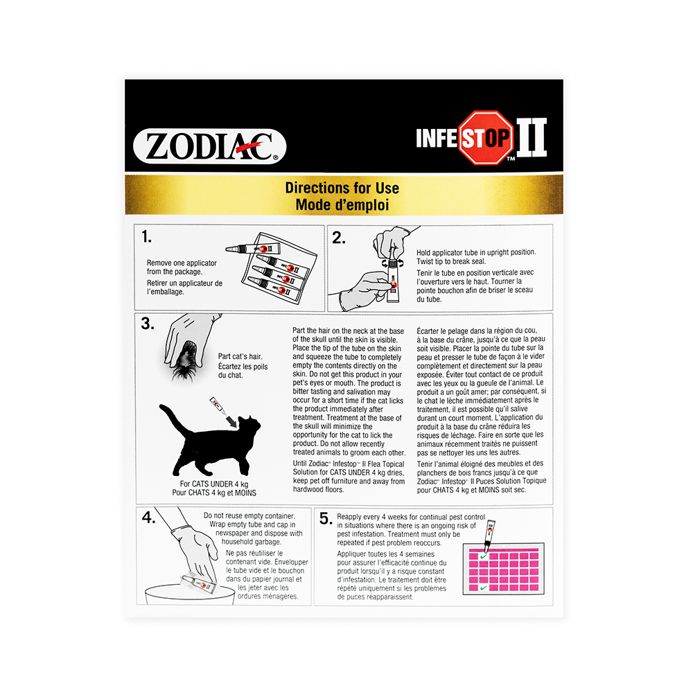 Zodiac Infestop II Flea Topical Solution for Cats Under 4kg _Flap R NO BG Medium