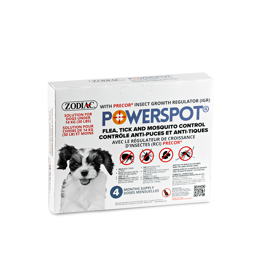 Zodiac Powerspot Flea N Tick Control for Dogs UNDER 14kg or 30lb_FRONT NO BG Medium