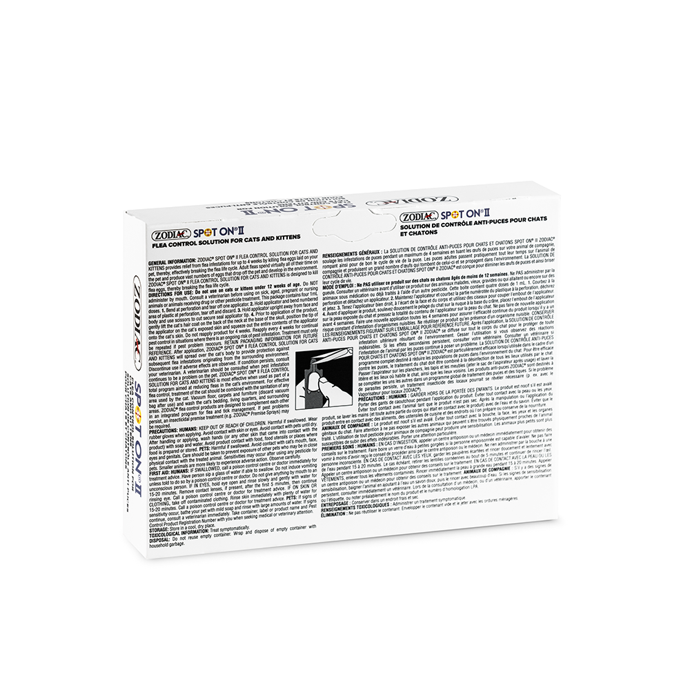 ZODIAC SPOT ON II Flea Control For Cats and Kittens_BACK NO BG Medium